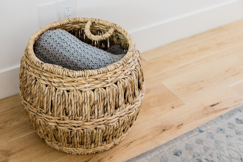 Wicker Basket on the Floor